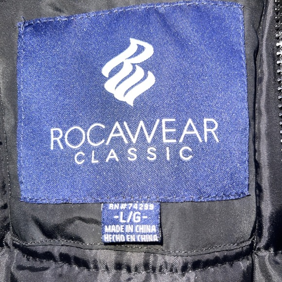 Rocawear Classic Womens Black  Puffer Jacket Faux Fur Detachable Hood Sz Large - Picture 4 of 9
